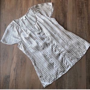 Banana Republic 100% silk print button down blouse